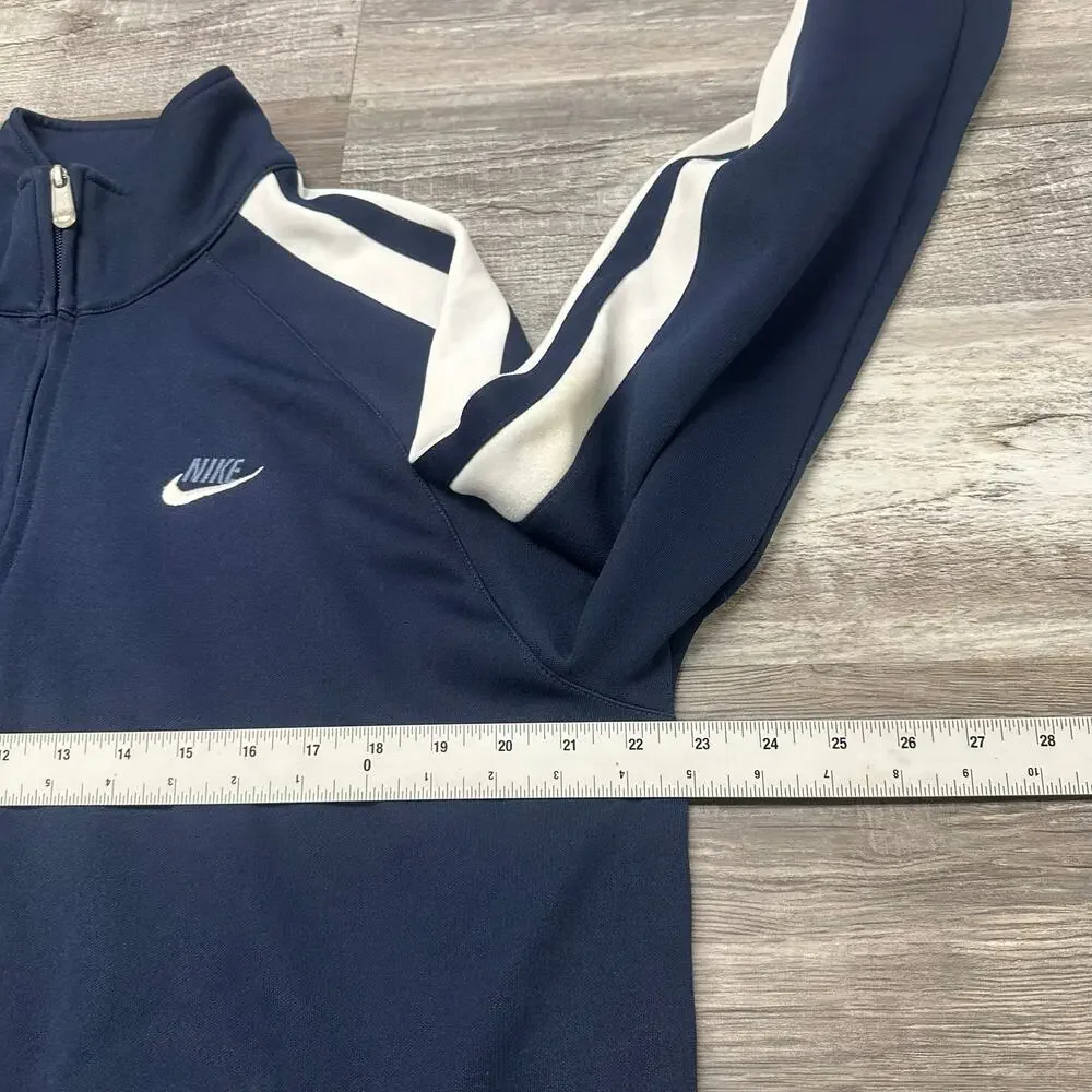 Vintage Y2K Nike Sportswear Blue White Stripes Mens XL Mini Swoosh Track Jacket